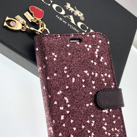 Purple Glittery Heart Phone Case Coach NIB Gift - Picture 11 of 16